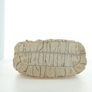 PRADA Gathered Hand Bag Nylon 2way Beige Gold Auth BA11812A-15