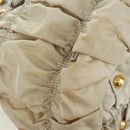 PRADA Gathered Hand Bag Nylon 2way Beige Gold Auth BA11812A-18