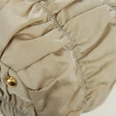 PRADA Gathered Hand Bag Nylon 2way Beige Gold Auth BA11812A-19