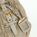 PRADA Gathered Hand Bag Nylon 2way Beige Gold Auth BA11812A-20