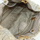 PRADA Gathered Hand Bag Nylon 2way Beige Gold Auth BA11812A-25