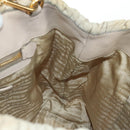 PRADA Gathered Hand Bag Nylon 2way Beige Gold Auth BA11812A-27