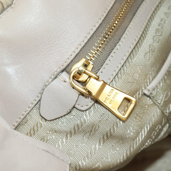 PRADA Gathered Hand Bag Nylon 2way Beige Gold Auth BA11812A