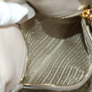PRADA Gathered Hand Bag Nylon 2way Beige Gold Auth BA11812A-29