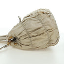 PRADA Gathered Hand Bag Nylon 2way Beige Gold Auth BA11812A-4