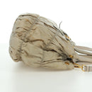 PRADA Gathered Hand Bag Nylon 2way Beige Gold Auth BA11812A-7