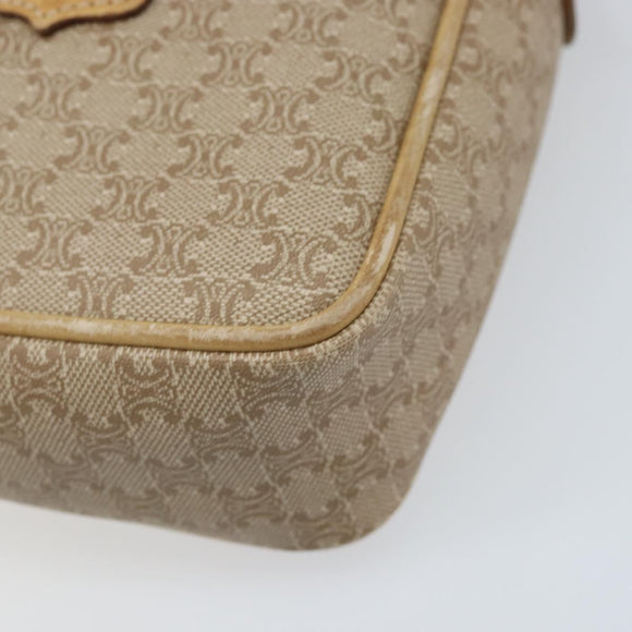 CELINE Macadam Canvas Shoulder Bag PVC Beige Gold Auth BA11820
