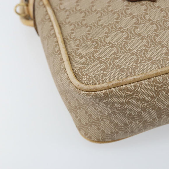 CELINE Macadam Canvas Shoulder Bag PVC Beige Gold Auth BA11820