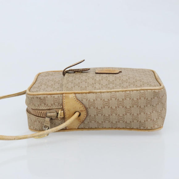 CELINE Macadam Canvas Shoulder Bag PVC Beige Gold Auth BA11820