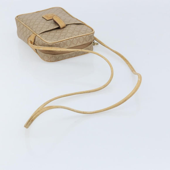 CELINE Macadam Canvas Shoulder Bag PVC Beige Gold Auth BA11820
