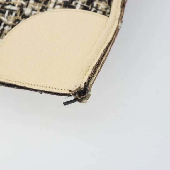 PRADA Handtasche Tweed Beige Silber Auth BA11824A