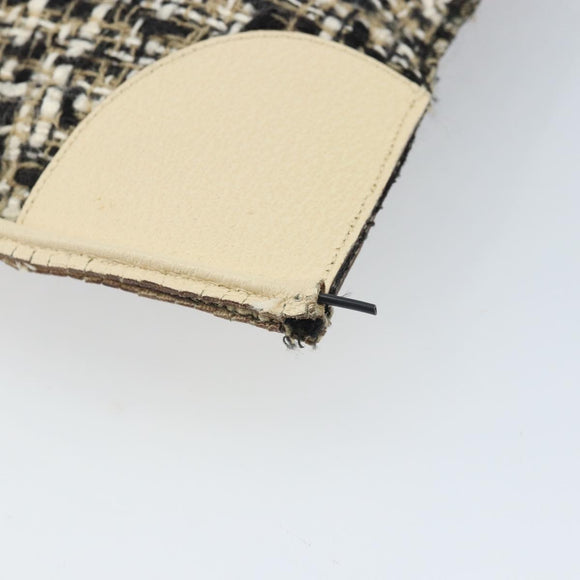PRADA Handtasche Tweed Beige Silber Auth BA11824A