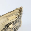 PRADA Hand Bag Tweed Beige Silver Auth BA11824A-10