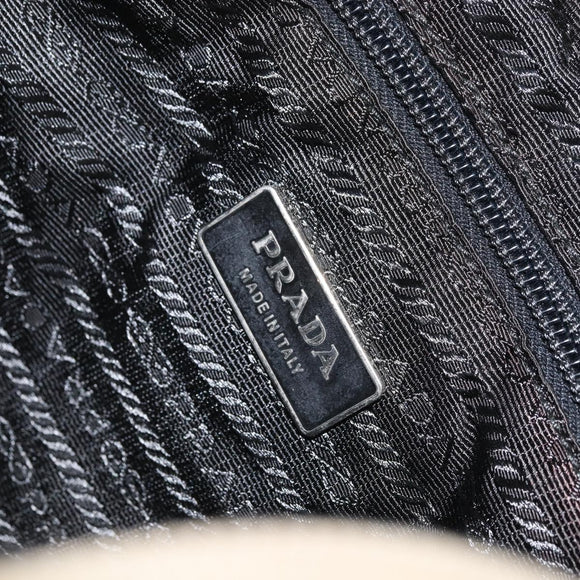 PRADA Handtasche Tweed Beige Silber Auth BA11824A