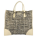 PRADA Hand Bag Tweed Beige Silver Auth BA11824A-13
