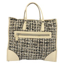 PRADA Hand Bag Tweed Beige Silver Auth BA11824A-2