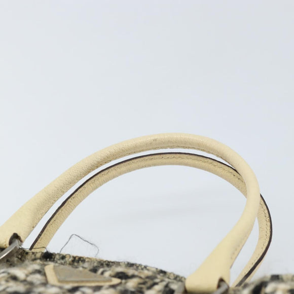 PRADA Hand Bag Tweed Beige Silver Auth BA11824A