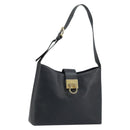 Salvatore Ferragamo Gancini Shoulder Bag Leather Black Gold Auth BA11825-1