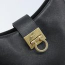 Salvatore Ferragamo Gancini Shoulder Bag Leather Black Gold Auth BA11825-10