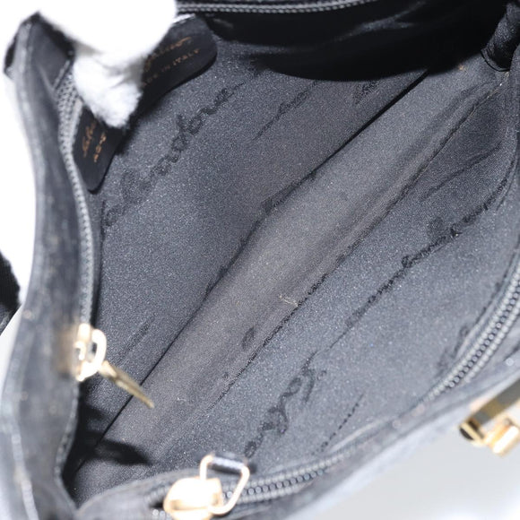 Salvatore Ferragamo Gancini Shoulder Bag Leather Black Gold Auth BA11825