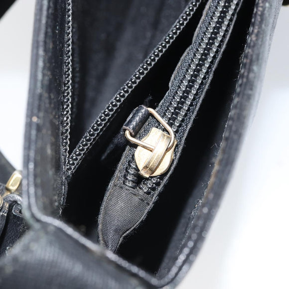 Salvatore Ferragamo Gancini Shoulder Bag Leather Black Gold Auth BA11825