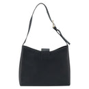 Salvatore Ferragamo Gancini Shoulder Bag Leather Black Gold Auth BA11825-2