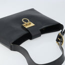 Salvatore Ferragamo Gancini Shoulder Bag Leather Black Gold Auth BA11825-6