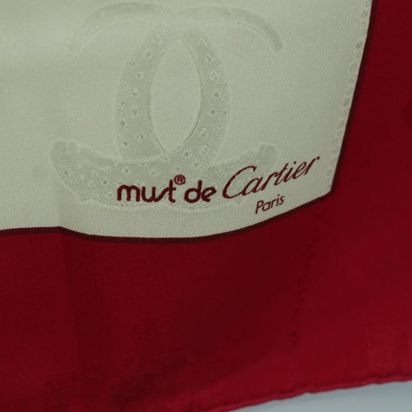 CARTIER Scarf Silk Beige Auth BA11829A