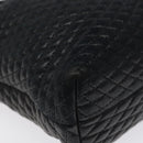 BALLY Quilted Hand Bag Leather Black Gold Auth BA1183-15
