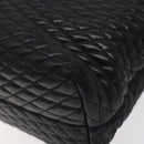 BALLY Quilted Hand Bag Leather Black Gold Auth BA1183-16