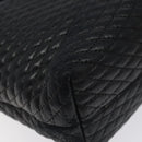 BALLY Quilted Hand Bag Leather Black Gold Auth BA1183-17