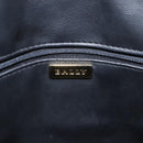 BALLY Quilted Hand Bag Leather Black Gold Auth BA1183-19