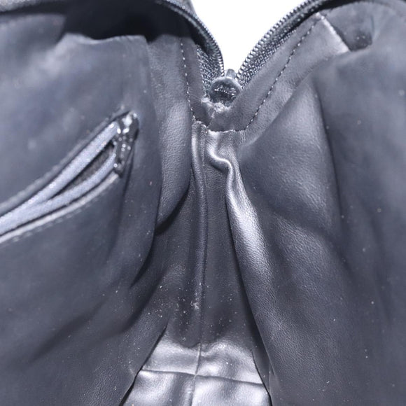 BALLY Quilted Hand Bag Leather Black Gold Auth BA1183