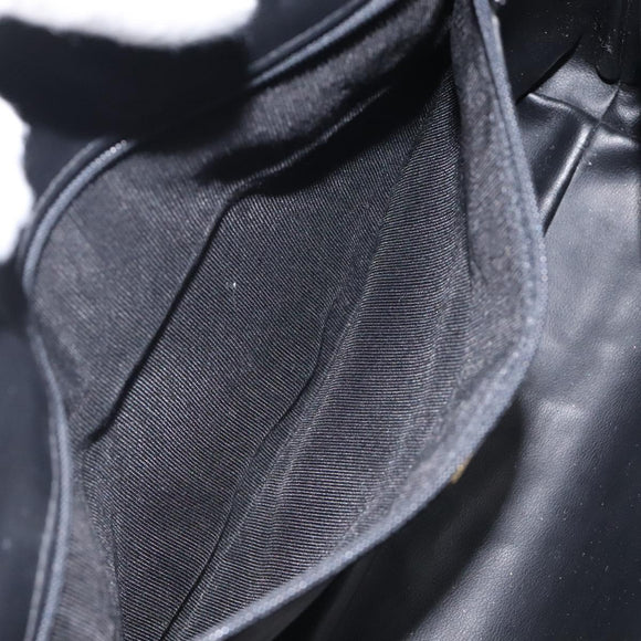 BALLY Quilted Hand Bag Leather Black Gold Auth BA1183