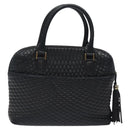 BALLY Quilted Hand Bag Leather Black Gold Auth BA1183-2