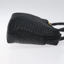 BALLY Quilted Hand Bag Leather Black Gold Auth BA1183-3