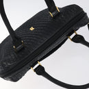 BALLY Quilted Hand Bag Leather Black Gold Auth BA1183-6