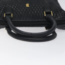 BALLY Quilted Hand Bag Leather Black Gold Auth BA1183-7