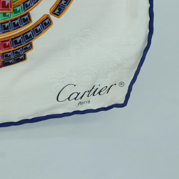 CARTIER Scarf Silk White Auth BA11830A