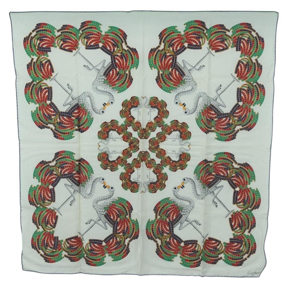 CARTIER Scarf Silk White Auth BA11830A