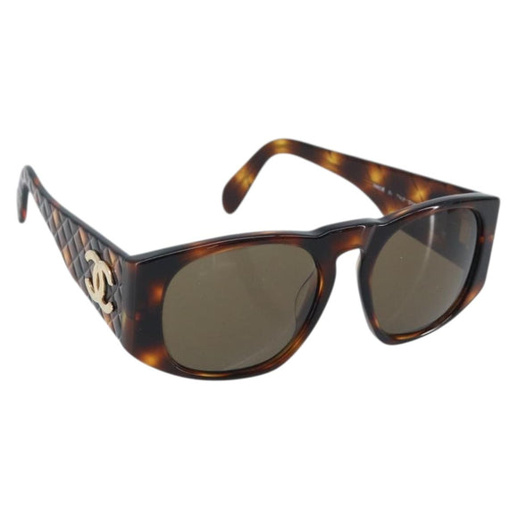 CHANEL COCO Mark Sunglasses plastic Brown 01450 91235 CC Auth BA11839