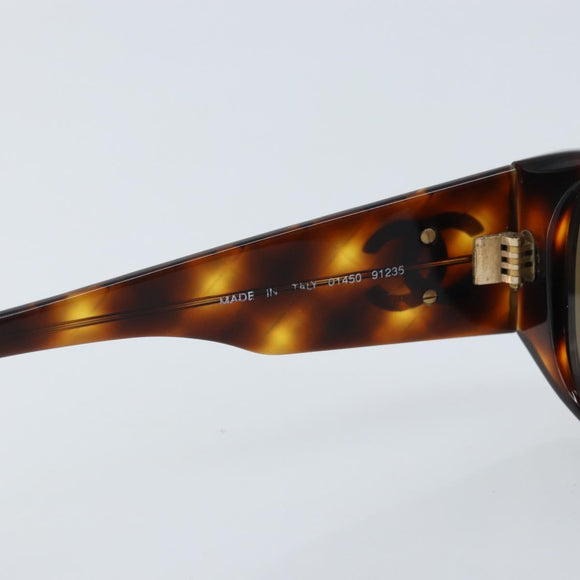 CHANEL COCO Mark Sunglasses plastic Brown 01450 91235 CC Auth BA11839