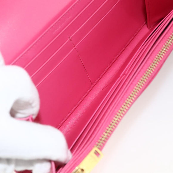 SAINT LAURENT Wallet Leather Pink Auth BA11840A
