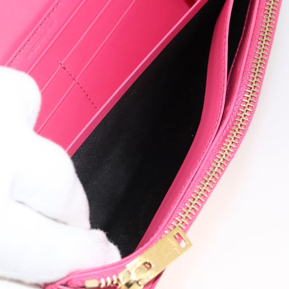 SAINT LAURENT Wallet Leather Pink Auth BA11840A