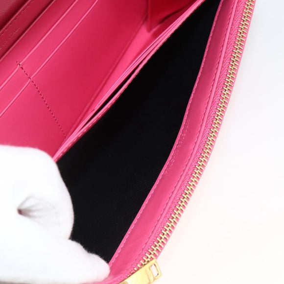 SAINT LAURENT Wallet Leather Pink Auth BA11840A