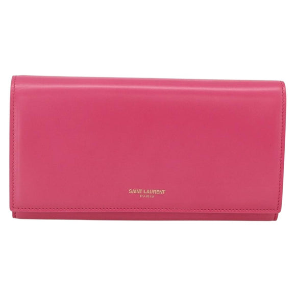 SAINT LAURENT Wallet Leather Pink Auth BA11840A
