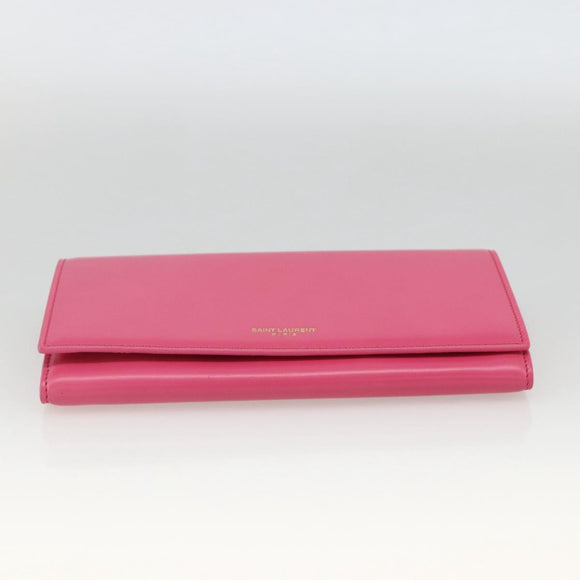 SAINT LAURENT Wallet Leather Pink Auth BA11840A