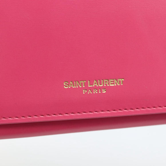 SAINT LAURENT Wallet Leather Pink Auth BA11841A
