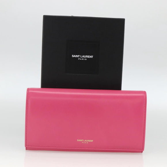 SAINT LAURENT Wallet Leather Pink Auth BA11841A