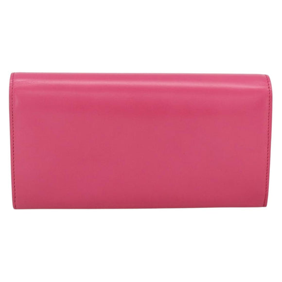 SAINT LAURENT Wallet Leather Pink Auth BA11841A